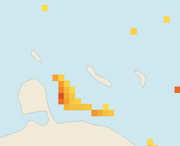 Satellite floating-algae map near Curacao West Coast, Jan 2025 (opens full map image in a new tab)