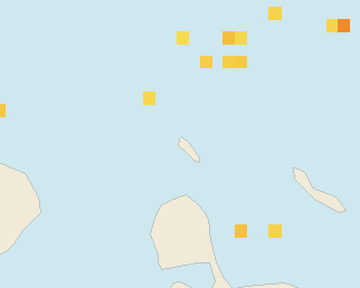Satellite floating-algae map near Aruba Palm and Eagle Beach, Feb 2025 (opens full map image in a new tab)