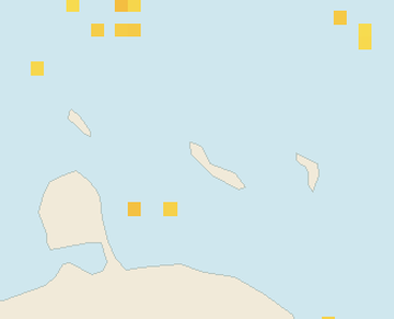 Satellite floating-algae map near Curacao West Coast, Feb 2025 (opens full map image in a new tab)