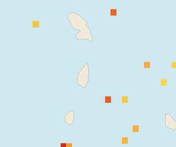 Satellite floating-algae map near Saint Lucia East Coast, Feb 2025 (opens full map image in a new tab)