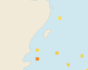 Satellite floating-algae map near Akumal, Mar 2025 (opens full map image in a new tab)