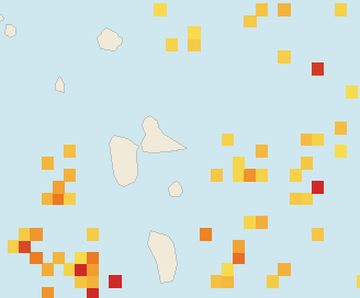 Satellite floating-algae map near Guadeloupe Atlantic Coast, Mar 2025 (opens full map image in a new tab)