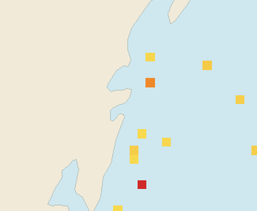 Satellite floating-algae map near Tulum Beach Zone, Mar 2025 (opens full map image in a new tab)