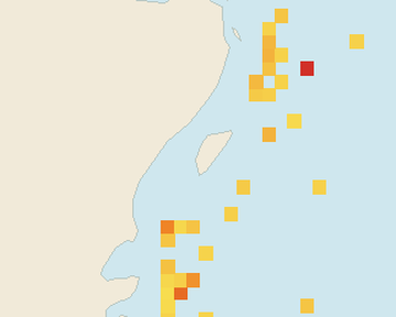 Satellite floating-algae map near Akumal, Apr 2025 (opens full map image in a new tab)