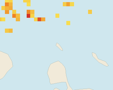 Satellite floating-algae map near Aruba Palm and Eagle Beach, Apr 2025 (opens full map image in a new tab)