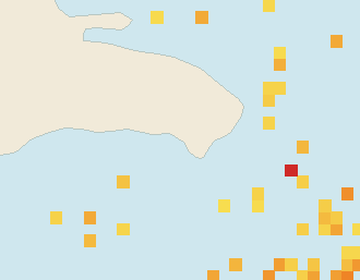 Satellite floating-algae map near Bayahibe, Apr 2025 (opens full map image in a new tab)