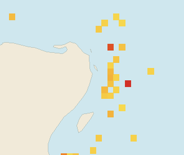 Satellite floating-algae map near Cancun Hotel Zone, Apr 2025 (opens full map image in a new tab)