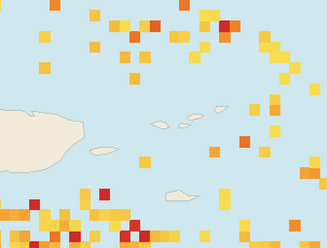 Satellite floating-algae map near St. Thomas, May 2025 (opens full map image in a new tab)