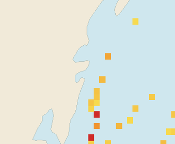 Satellite floating-algae map near Tulum Beach Zone, May 2025 (opens full map image in a new tab)