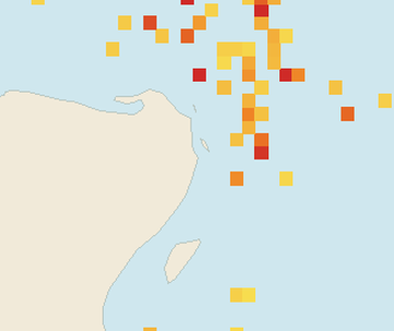 Satellite floating-algae map near Cancun Hotel Zone, Jun 2025 (opens full map image in a new tab)