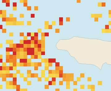 Satellite floating-algae map near Negril, Jul 2025 (opens full map image in a new tab)