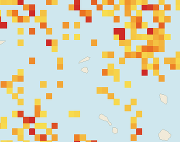 Satellite floating-algae map near St. Maarten, Aug 2025 (opens full map image in a new tab)