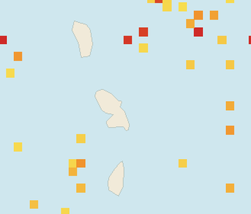 Satellite floating-algae map near Martinique Atlantic Coast, Sep 2025 (opens full map image in a new tab)
