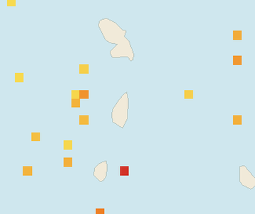Satellite floating-algae map near Saint Lucia East Coast, Sep 2025 (opens full map image in a new tab)