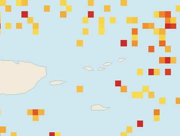 Satellite floating-algae map near St. Thomas, Sep 2025 (opens full map image in a new tab)