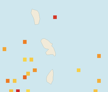 Satellite floating-algae map near Martinique Atlantic Coast, Oct 2025 (opens full map image in a new tab)