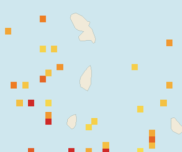 Satellite floating-algae map near Saint Lucia East Coast, Oct 2025 (opens full map image in a new tab)