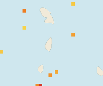 Satellite floating-algae map near Saint Lucia East Coast, Nov 2025 (opens full map image in a new tab)