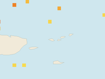Satellite floating-algae map near St. Thomas, Nov 2025 (opens full map image in a new tab)