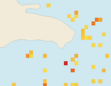Satellite floating-algae map near Bayahibe, Jan 2026 (opens full map image in a new tab)