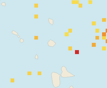 Satellite floating-algae map near Antigua East Coast, Feb 2026 (opens full map image in a new tab)