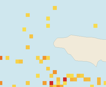 Satellite floating-algae map near Negril, Feb 2026 (opens full map image in a new tab)
