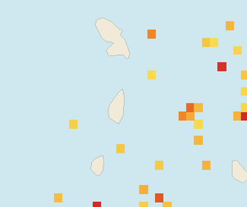 Satellite floating-algae map near Saint Lucia East Coast, Feb 2026 (opens full map image in a new tab)