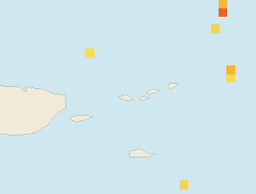 Satellite floating-algae map near St. Thomas, Feb 2026 (opens full map image in a new tab)