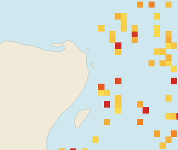 Satellite floating-algae map near Cancun Hotel Zone, Apr 2026 (opens full map image in a new tab)
