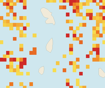 Satellite floating-algae map near Saint Lucia East Coast, Apr 2026 (opens full map image in a new tab)