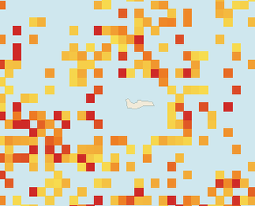Satellite floating-algae map near Grand Cayman (Seven Mile Beach), Aug 2026 (opens full map image in a new tab)