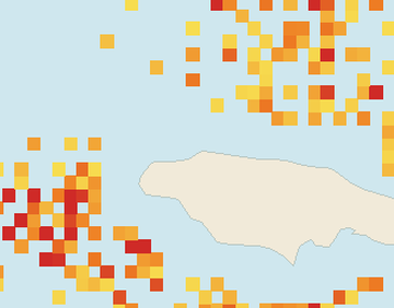 Satellite floating-algae map near Montego Bay, Sep 2026 (opens full map image in a new tab)