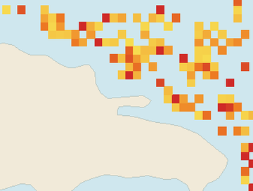 Satellite floating-algae map near Las Terrenas, Sep 2026 (opens full map image in a new tab)