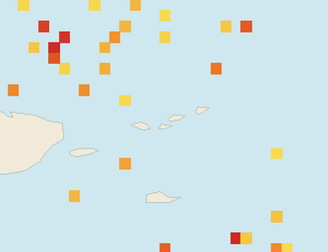 Satellite floating-algae map near St. John, Sep 2026 (opens full map image in a new tab)
