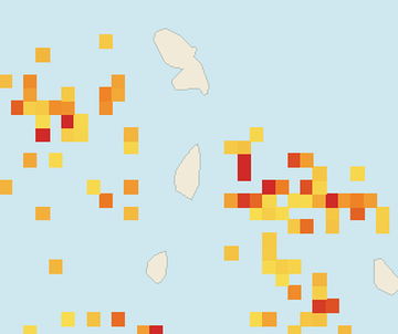 Satellite floating-algae map near Saint Lucia East Coast, Sep 2026 (opens full map image in a new tab)